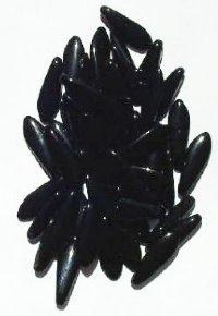 50 5x16mm Opaque Black Dagger Beads